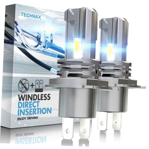 H4 Bulbs, H4/9003 Fog Bulbs 400% Brighter 6500K Fanless Plug and H4 (Fanless)