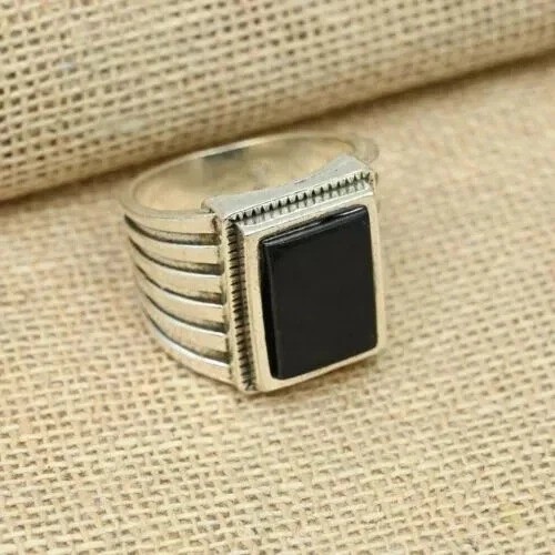 Black Onyx Men's Ring Solid 925 Sterling Silver Beautiful Ring, All Size M1712