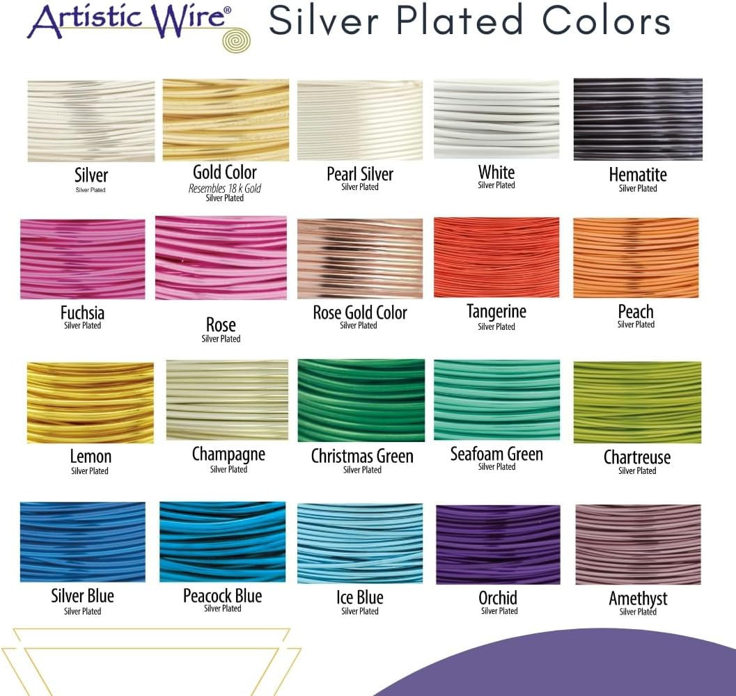 , 24 Gauge Silver Plated Tarnish Resistant Colored Copper Craft Wire, Gold Color