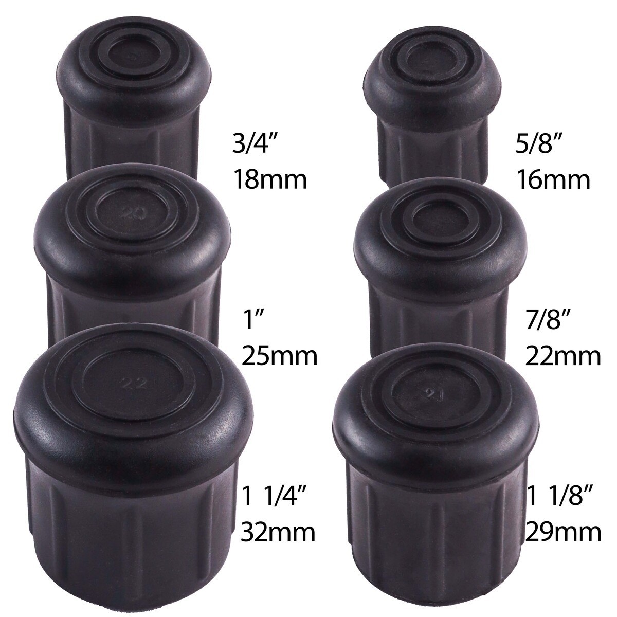 Heavy Rubber Cane Tips Walking Stick Hiking Staff Chair Leg Tip Wholesale I.D