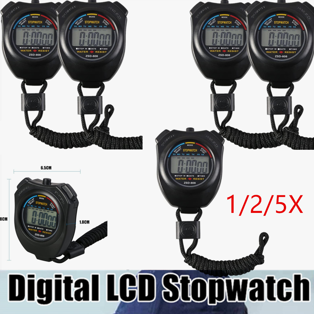 1/2/5X Digital Handheld Sports Stopwatch Stop Watch Timer Alarm Counter Tool US