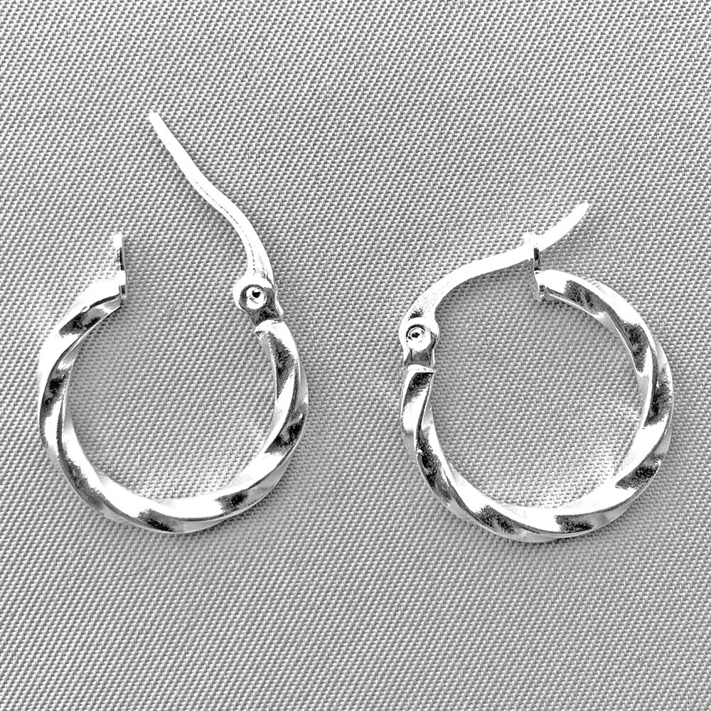 Twisted Hoop Earwires Earrings 21x20mm 13ga Shiny Silver Plated Q2 Pair Per Pkg
