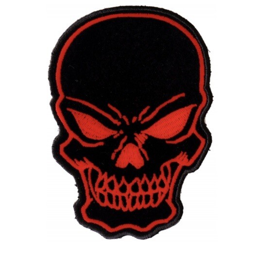RED AND BLACK SKULL PUNISHER 3 X 4 1/4 EMBROIDERED PATCH**FREE SHIPPING**