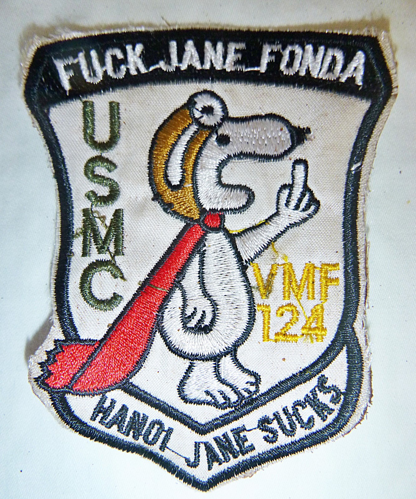 Fark You Jane Fonda - SNOOPY PATCH - Hanoi Jane - VMF 124 - Vietnam War - S xxxx