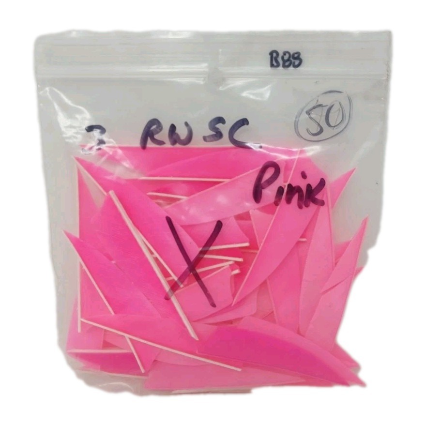 50 Count Archery Arrow Feathers 3" Right Wing Shield: Pink