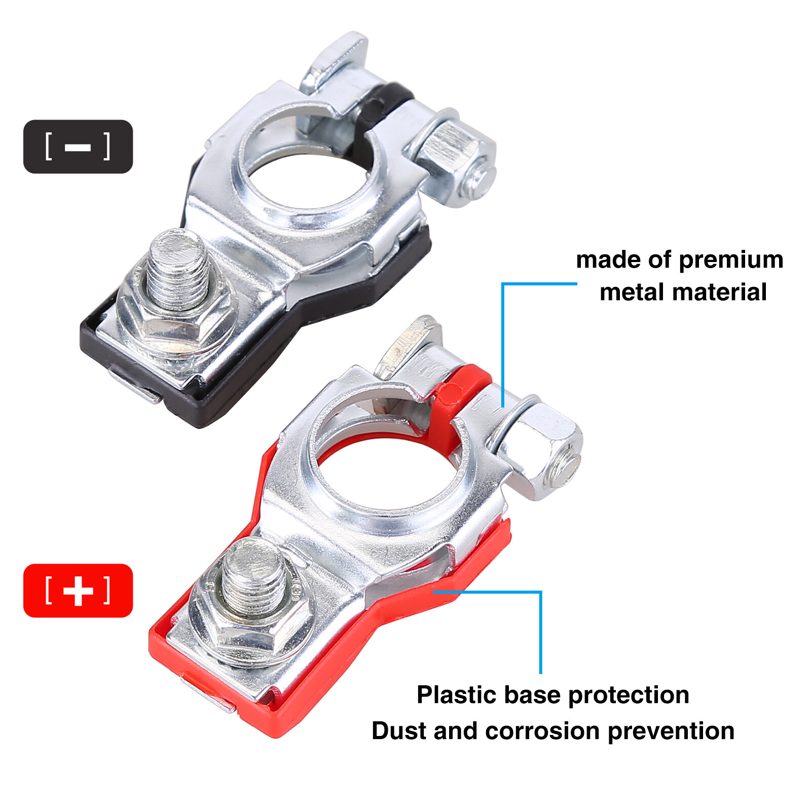 2PCS Car Battery Terminal Connector Post Positive Negative Heavy Duty Universal