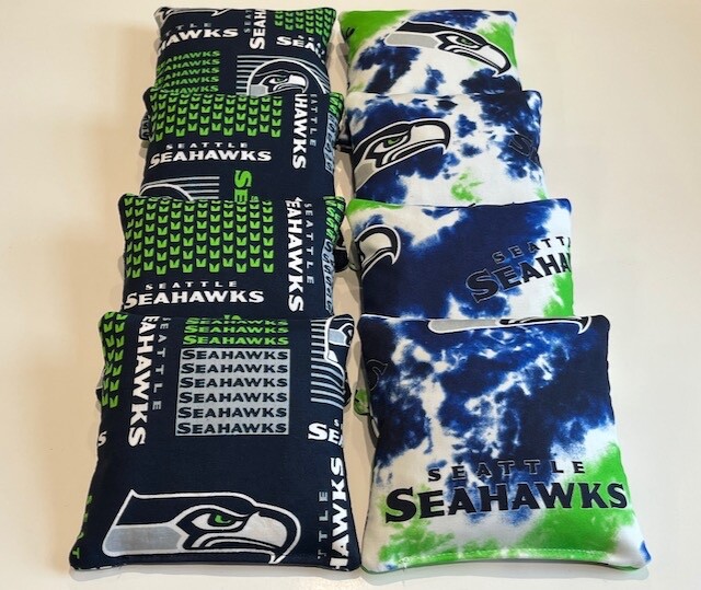SEATTLE SEAHAWKS CORNHOLE BAGS 8 REGULATION ALL WEATHER RESIN CORN HOLE BAGS