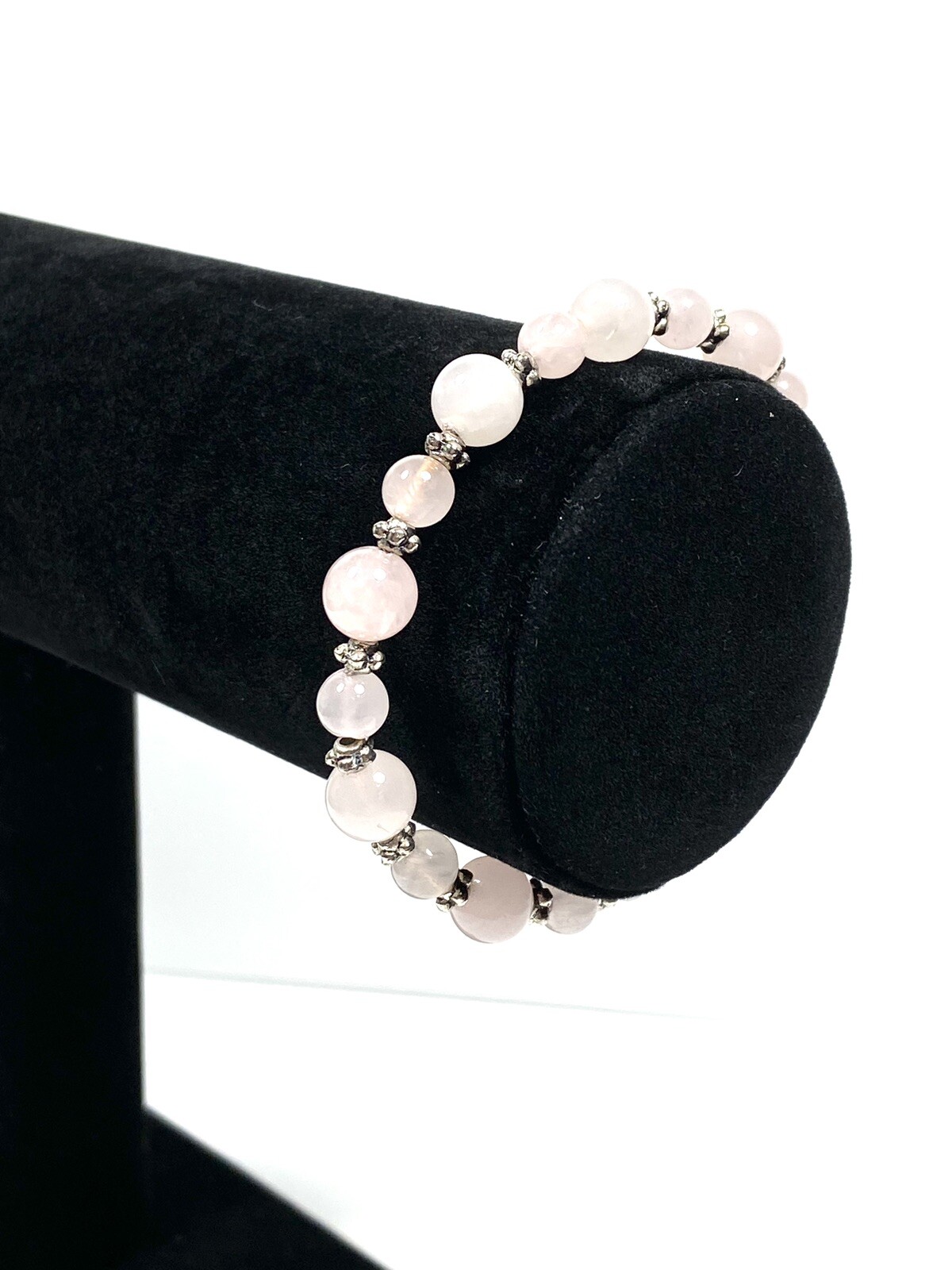 Rose Quartz Bracelet Beaded Memory Wire