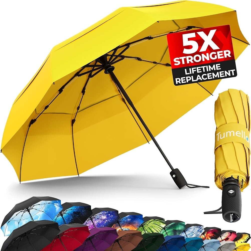 Windproof Travel Umbrella Compact Auto Open Folding Rain Umbrella Portable