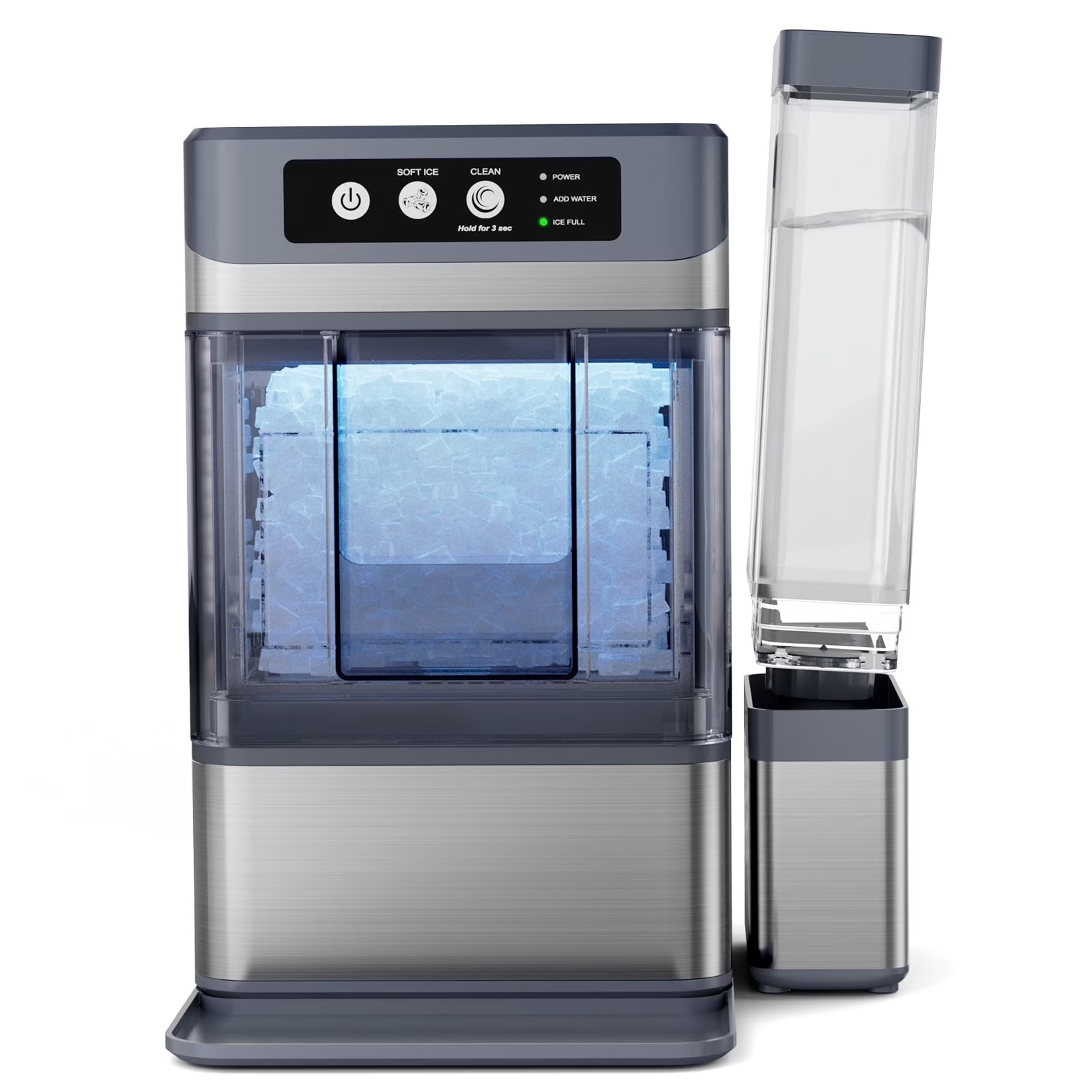44lb Countertop Nugget Ice Maker 5Mins Fast Pebble Ice Making Machine Self-Clean