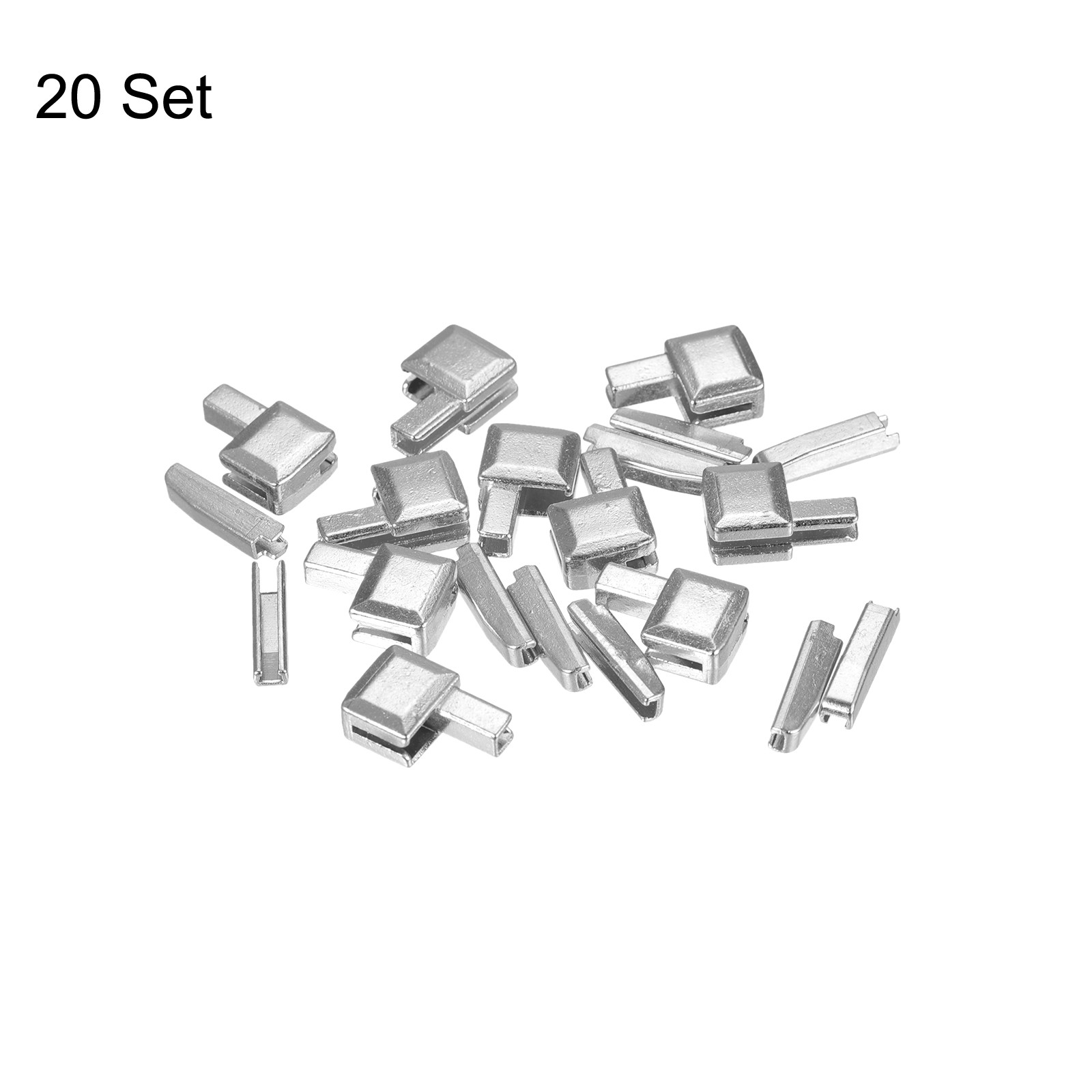20Sets Zipper Repair Kits, #3 Retainers Box & Insertion Pins, Silver Tone