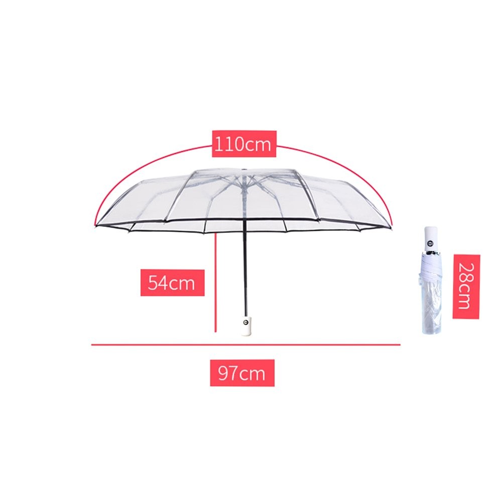 AIXICWXI Auto Open Close Transparent Umbrella - Folding, One Size, White