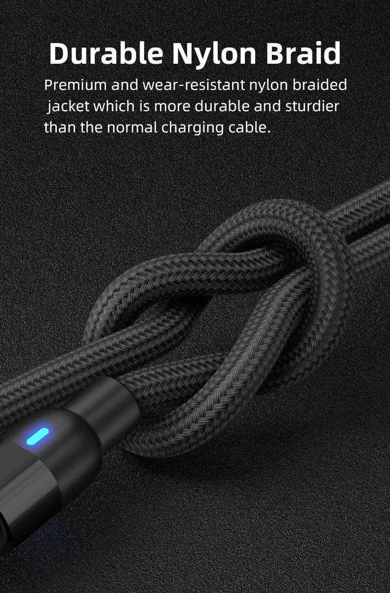 3 in 1 Magnetic Fast Charging USB Data Cable Phone Charger Micro USB Type C A2P*