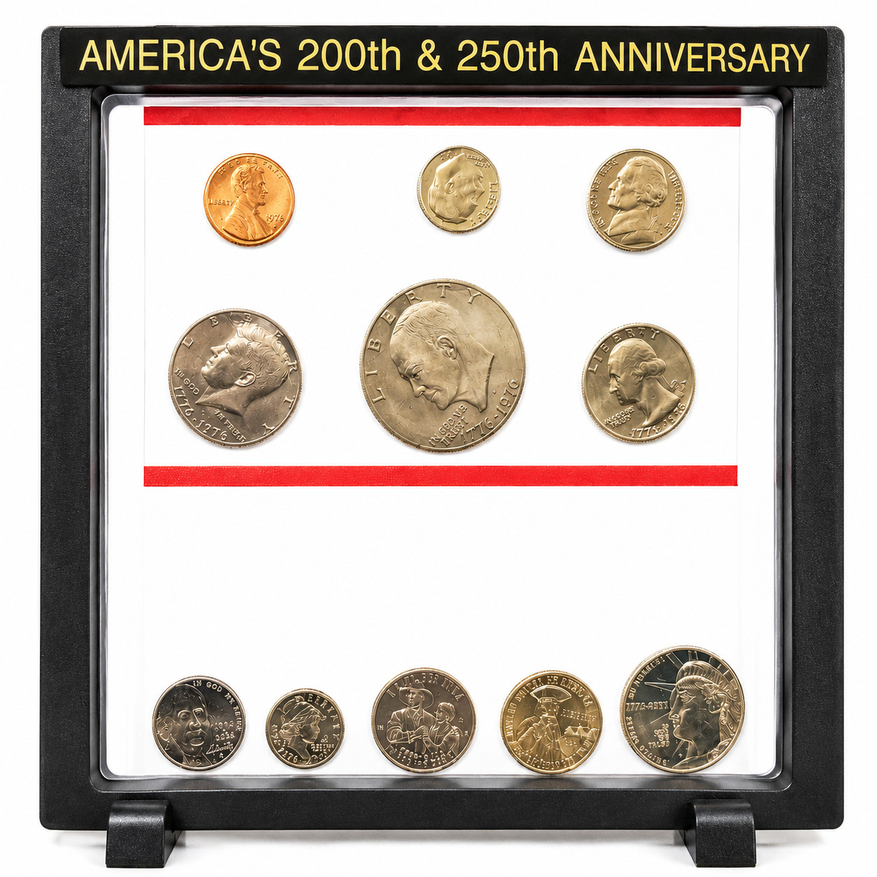 1976 Proof Set & 2026 Denver 5 Uncirculated Coins in Anniversary Display Case