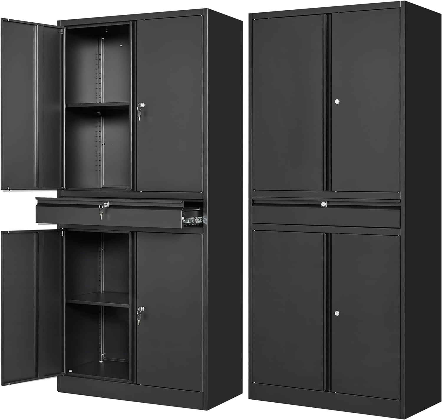 Metal Garage Storage Cabinet with Drawer,4 Door Tool Cabinet with Lock-2