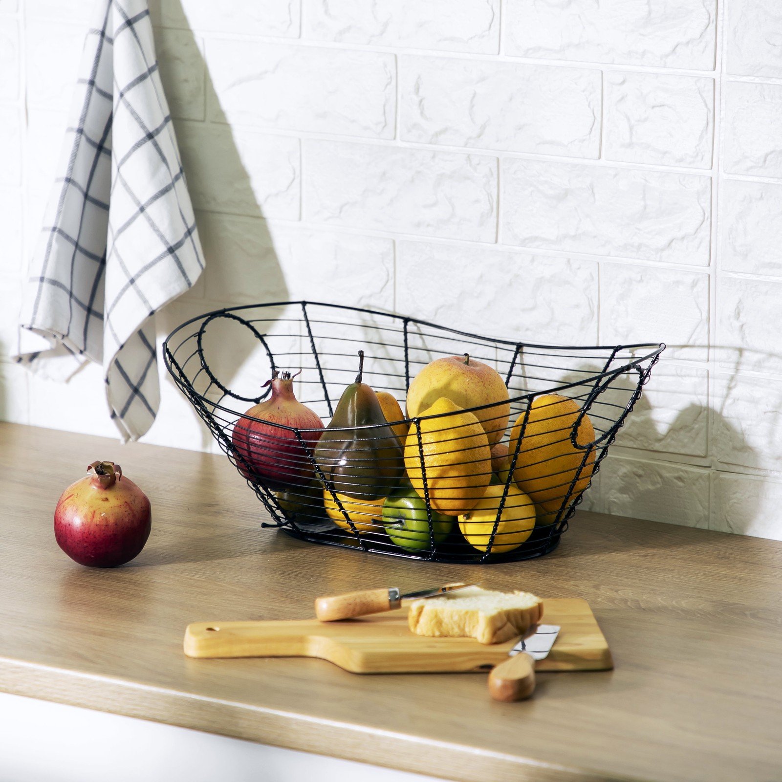 Black Handcrafted Wire Basket W/ Handles