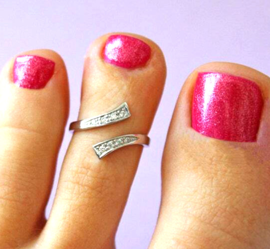 Gorgeous Adjustable Cuff Toe Ring For Women's Round Simulated Diamond 925 Silver
