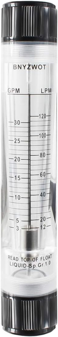Inline Clear Acrylic Water Flowmeter 1PT Dia Threads G-25 3-30 GPM 12-120 LPM