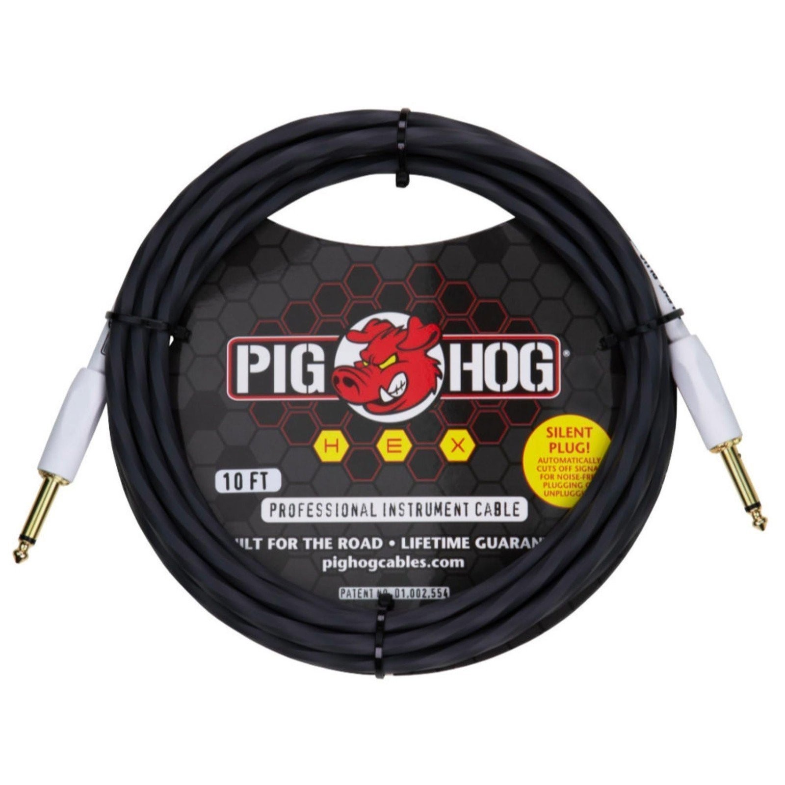 Pig Hog PHSH10GR Hex Series Silent Cable, 10ft