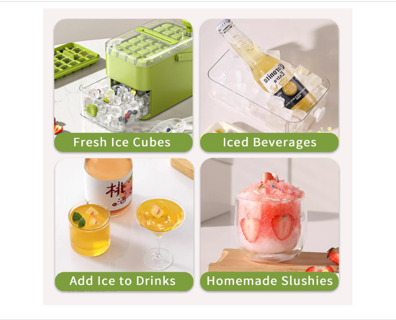 56-Cube Ice Maker with Easy Press Cap Double Layer Ice Cube Maker Ship To US