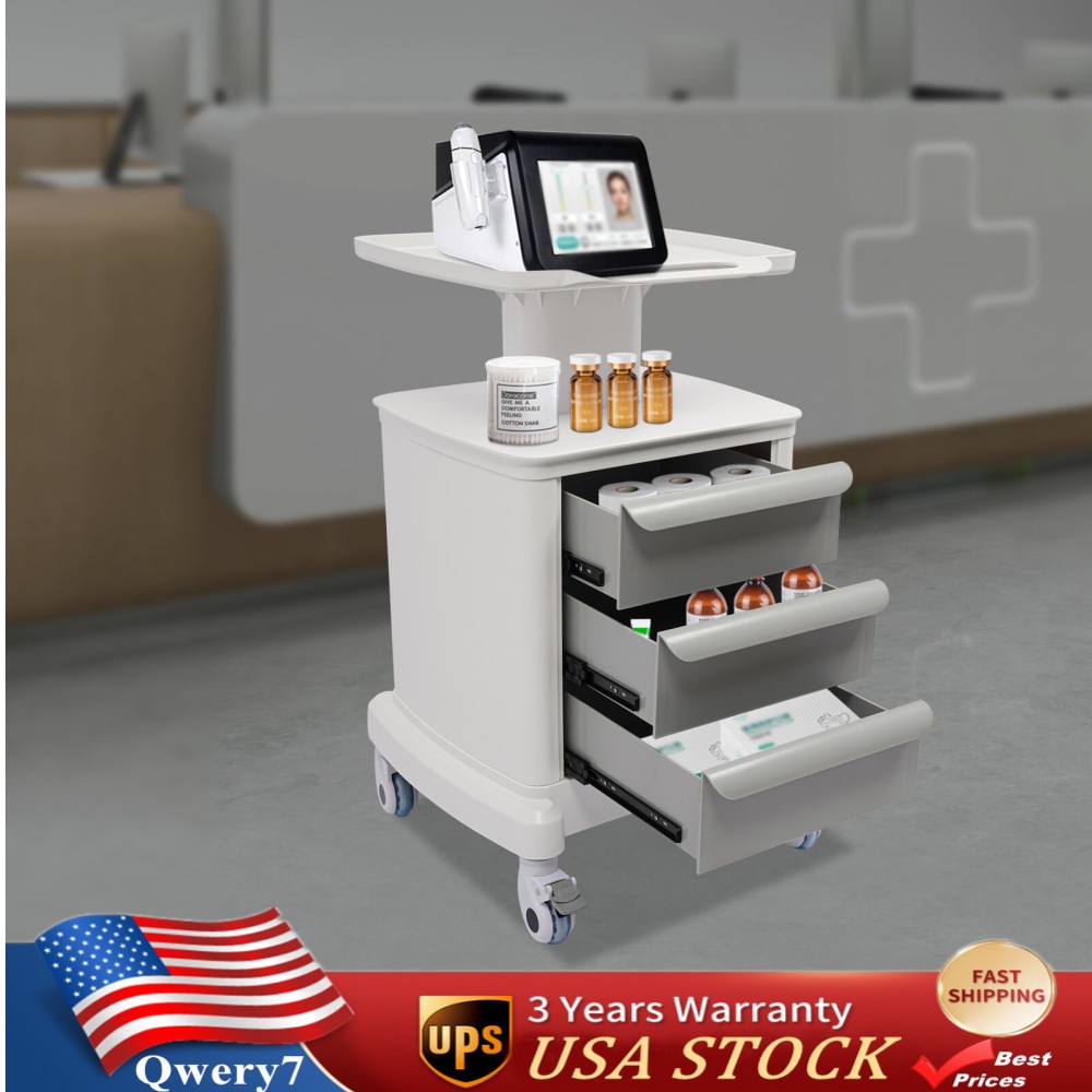 Professional-Grade 3-Drawer Utility Cart on Wheels - Trolley Cart w/ 3 Drawers