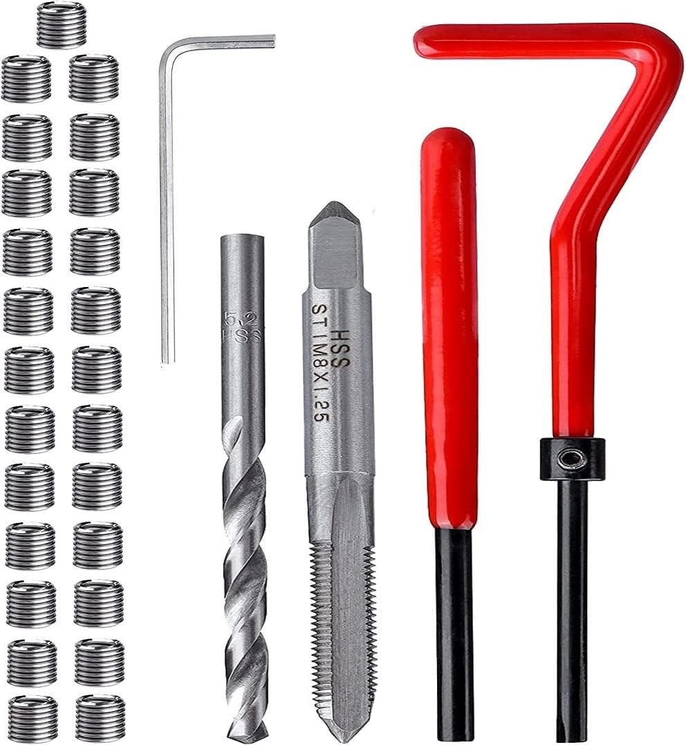 30 Piece Helicoil Thread Repair Kit, Metric Repair Kit with HSS M8 x 1.25mm