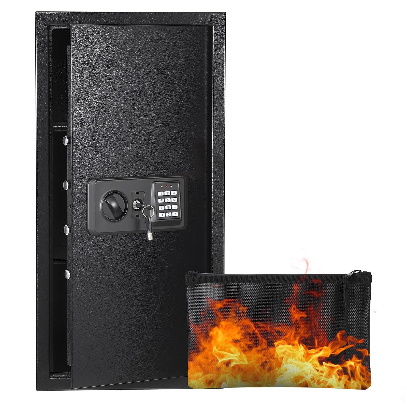 Heavy Duty Safe Box Single Door with Key Lock, Wall Mountable 27.6"x13.8"x 11.8"