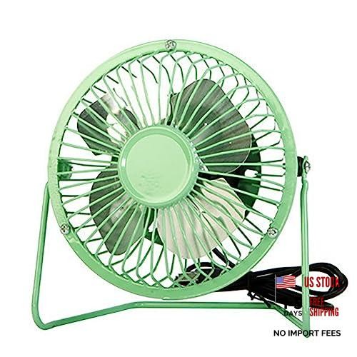Sokelinn-six 4 Inch Small Usb Desk Fan - Metal Mini Quiet - Green