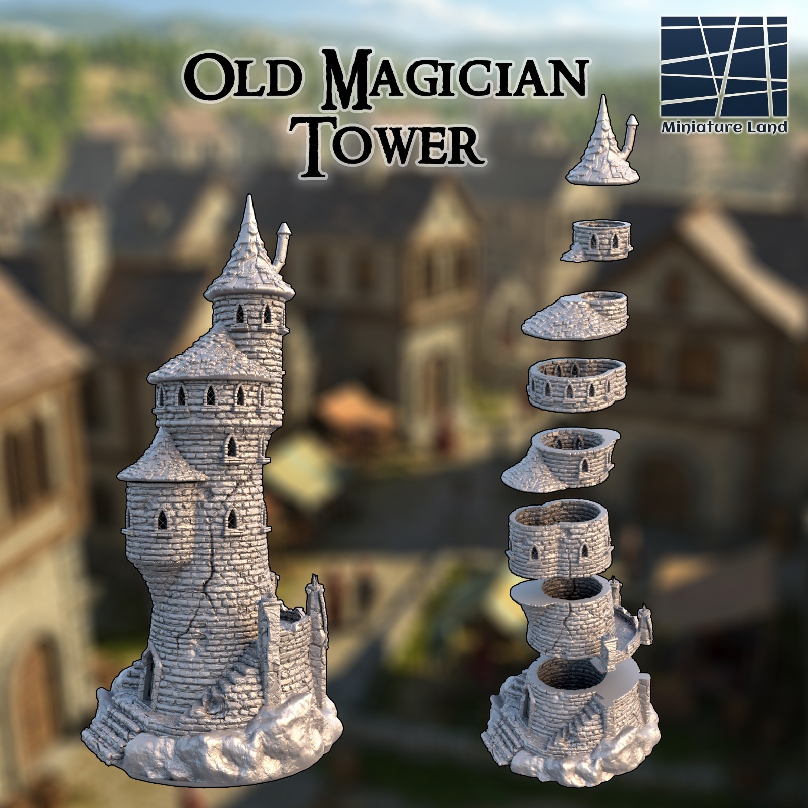 Old Wizard Tower 28mm Arcane Magician Terrain D&D Warhammer Mordheim Frostgrave