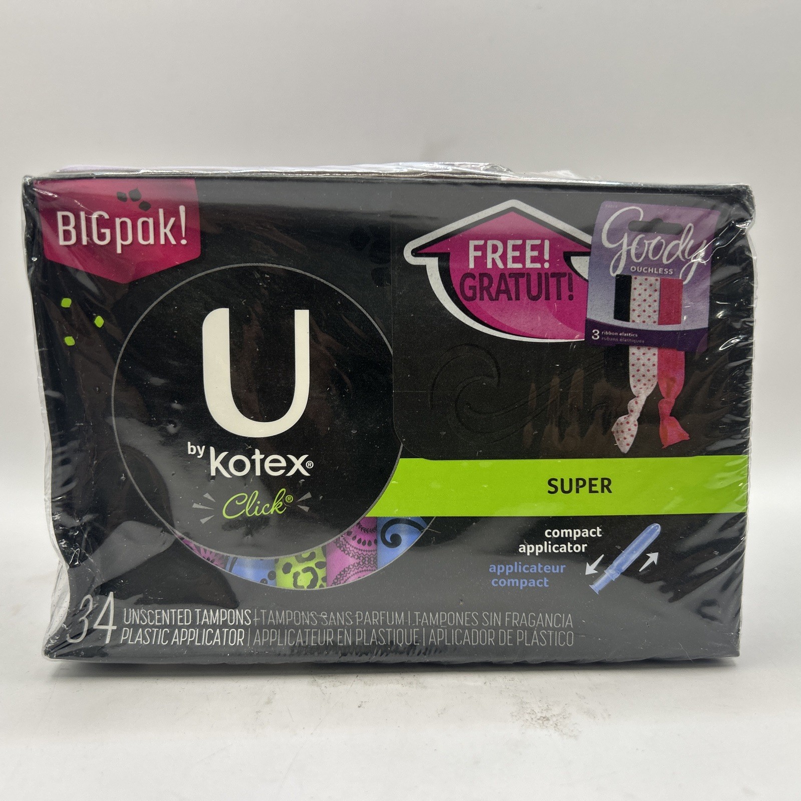 U by Kotex Click Super 34 Tampons Big Oak w/ Free Goody