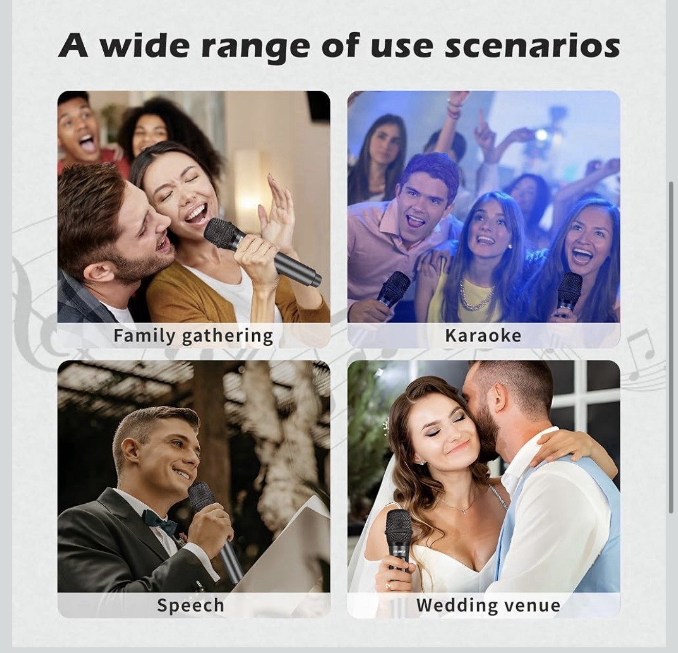 Wireless Microphone Professional Dual Handheld Cordless Dynamic Mic System
