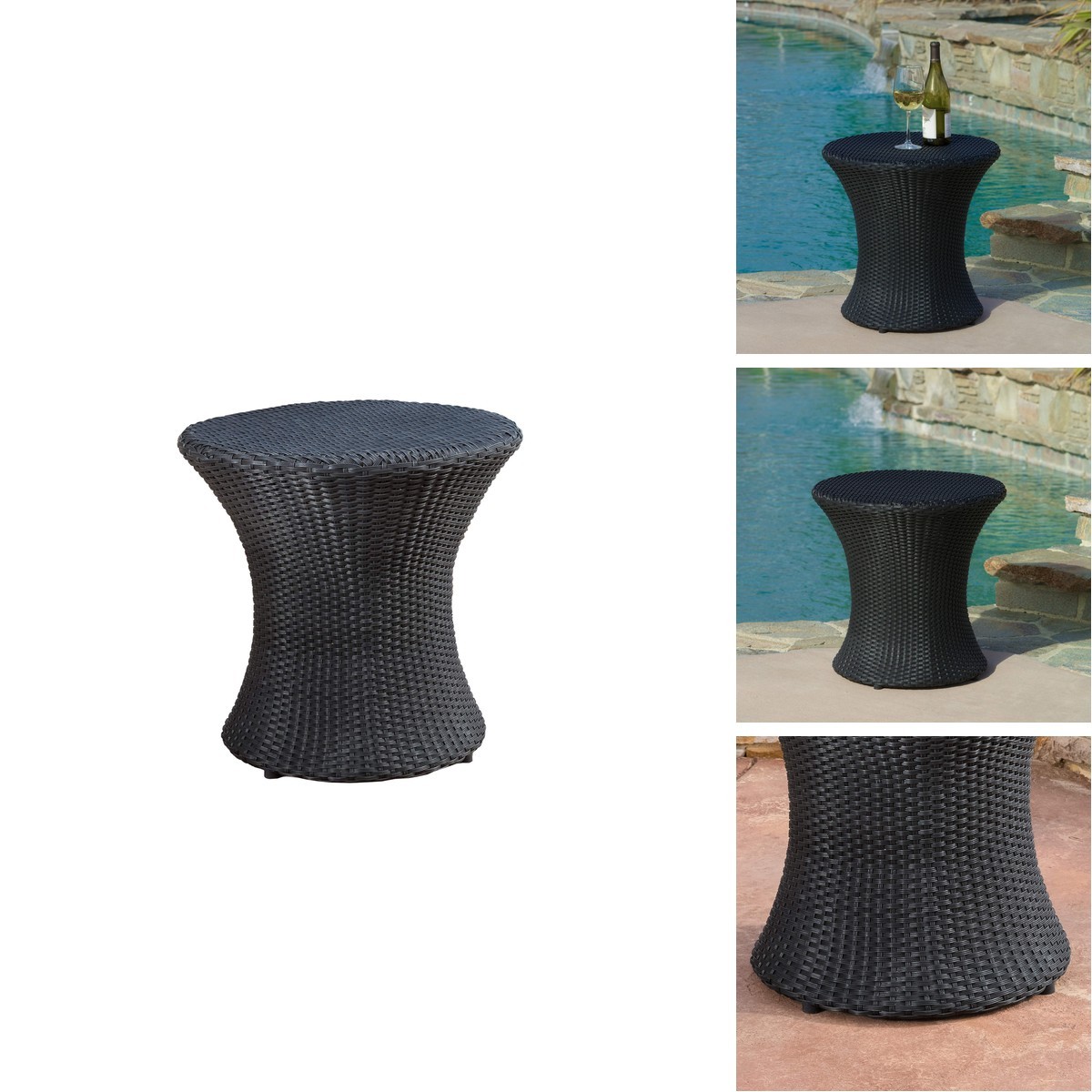 Christopher Knight Home Adriana Outdoor PE Wicker Accent Table, Black