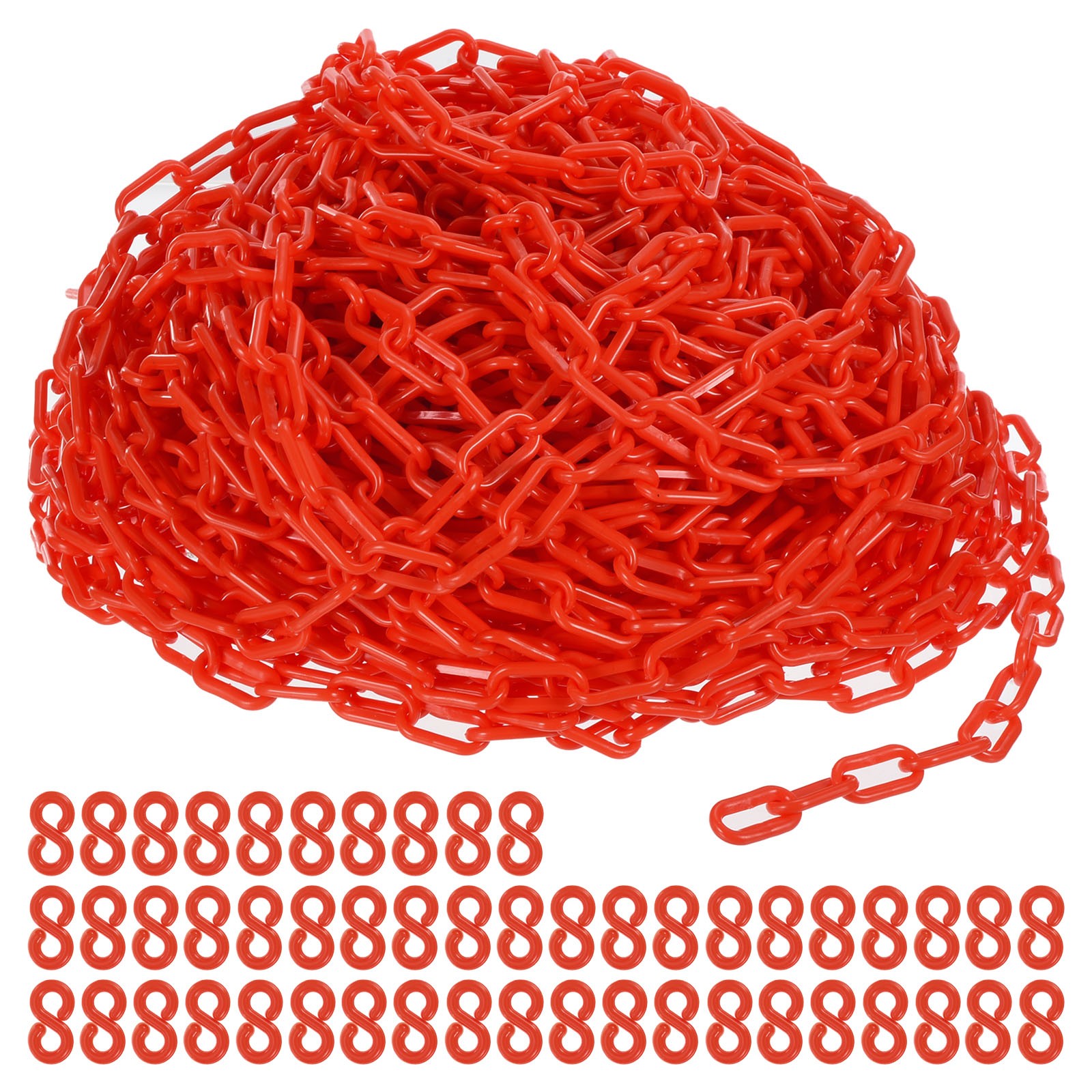 Plastic Chain Links 200 Foot Safety Chains Red, for Barriers Crowd Control