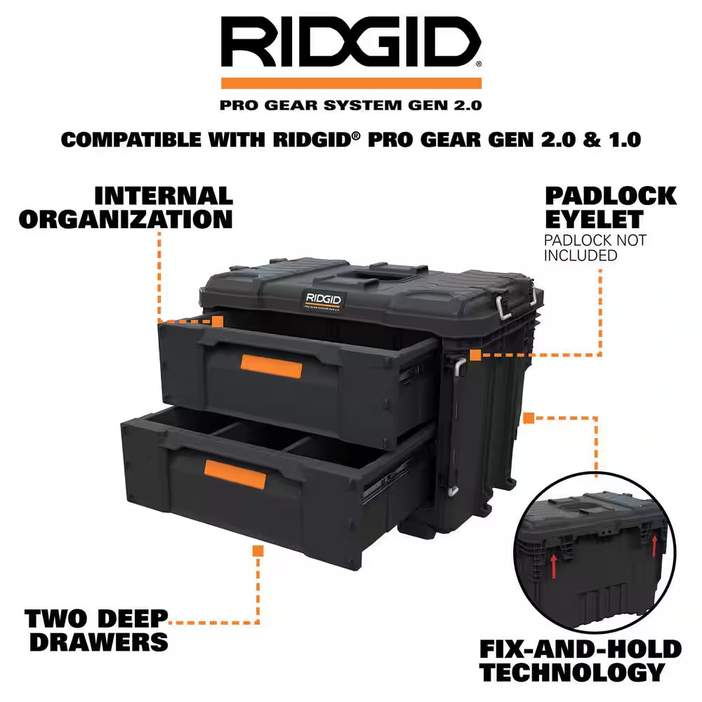 2.0 Pro Gear System 22 In. XL 4 Drawers Modular Tool Box Storage