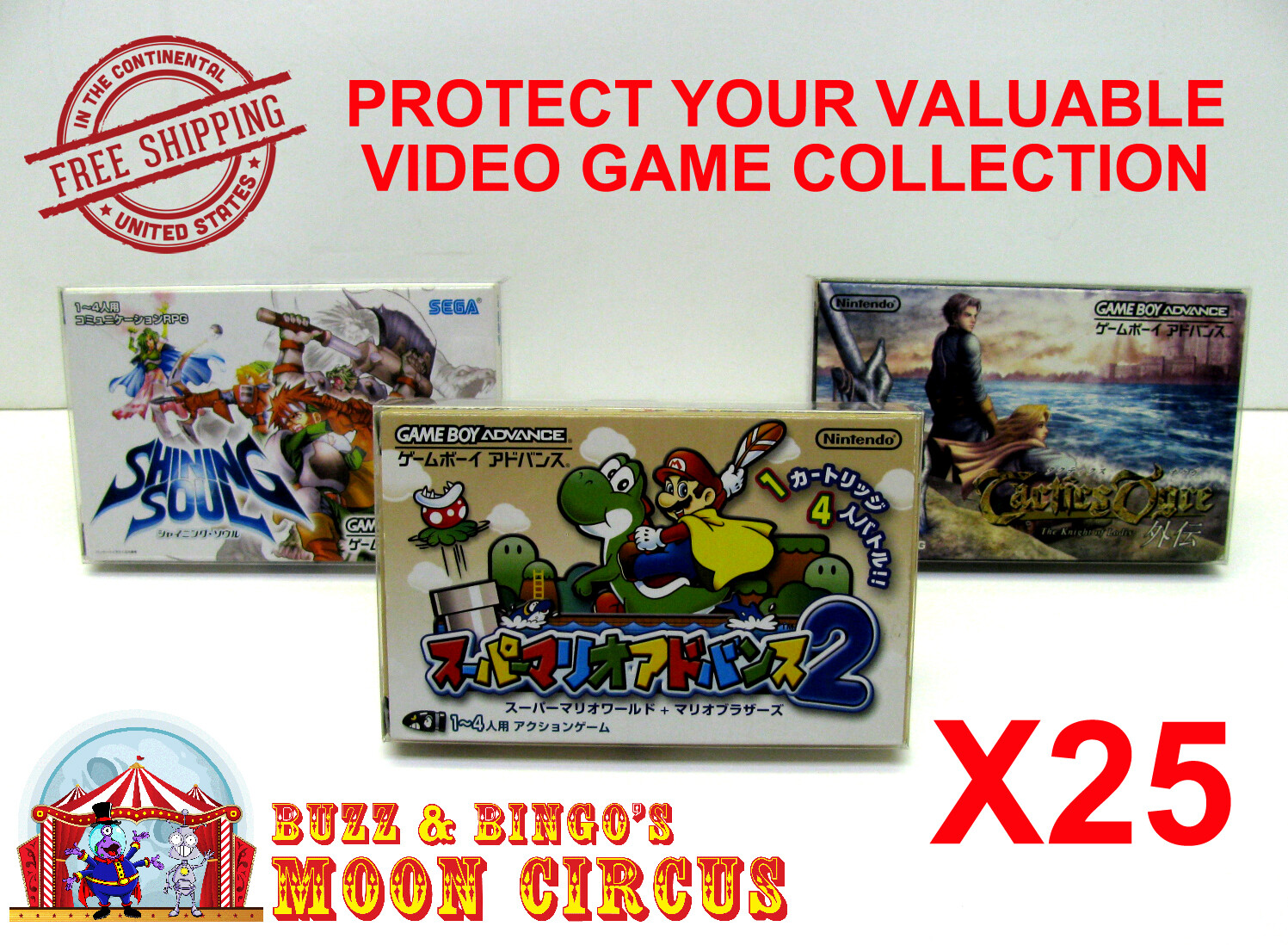 25X NINTENDO JAPAN GAME BOY ADVANCE CIB GAME - CLEAR PROTECTIVE BOX PROTECTORS