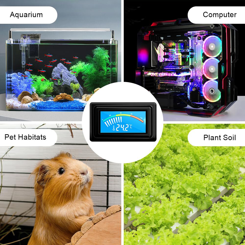 Thermometer Temperature Gauge Sensor Probe Aquarium Vehicle PC Case Incubators