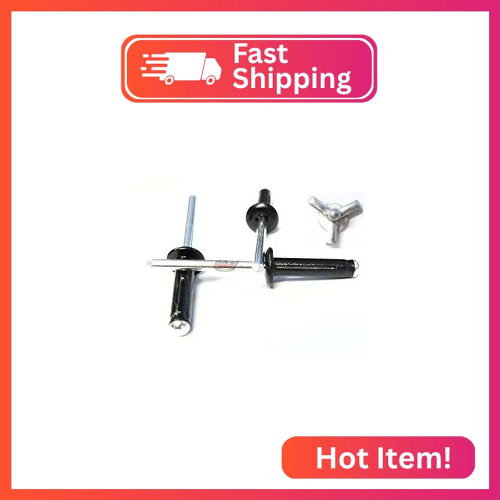Black Exploding Pop Rivets 3/16" Tri-Fold Small Aluminum Head Steel Mandrel .040