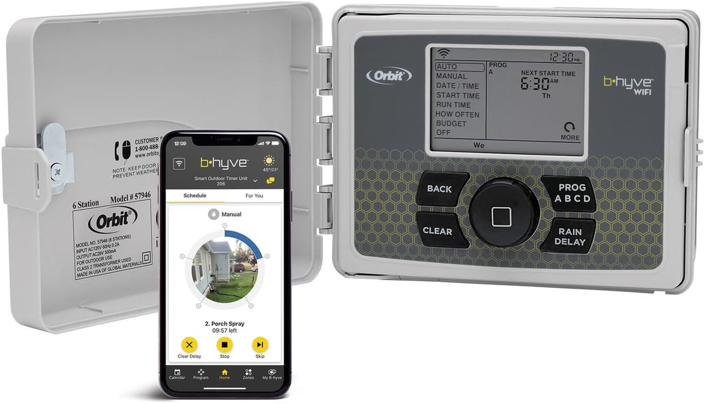 B-Hyve Smart Indoor/Outdoor Sprinkler Controller - 6-Zone - App Controlled Smart