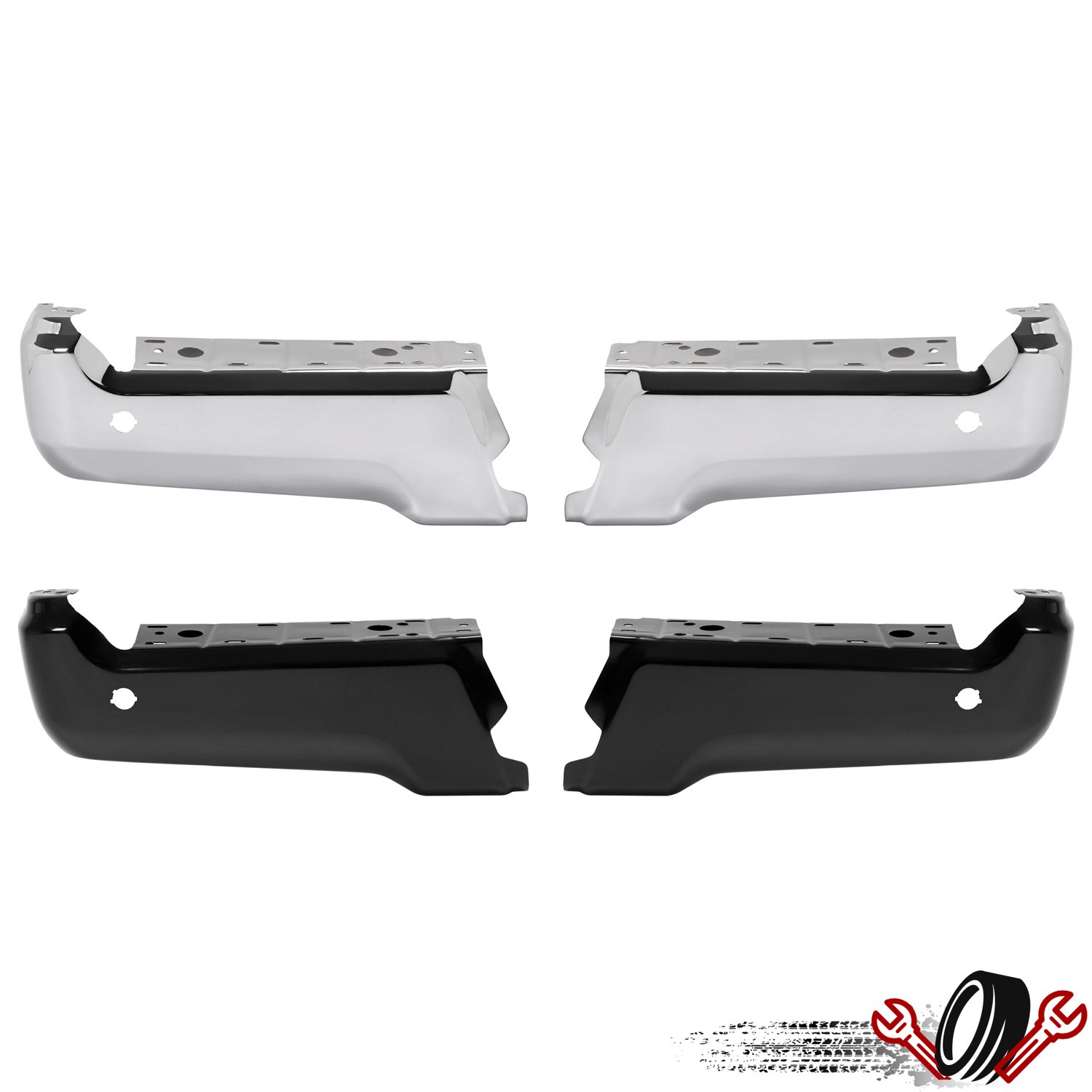 Black/Chrome Rear Bumper End Cap For Ford F-250 F-350 F-450 Super Duty 2017-2022