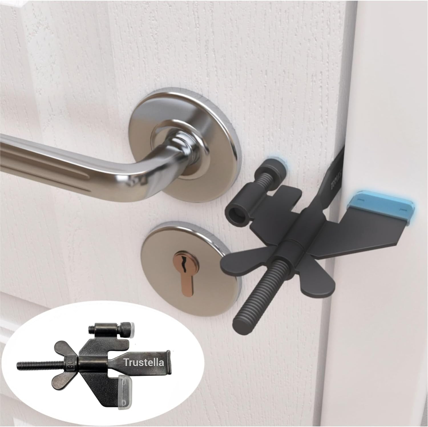 Original Trustella Heavy-Duty Portable Door Lock - Stainless Steel Security Devi