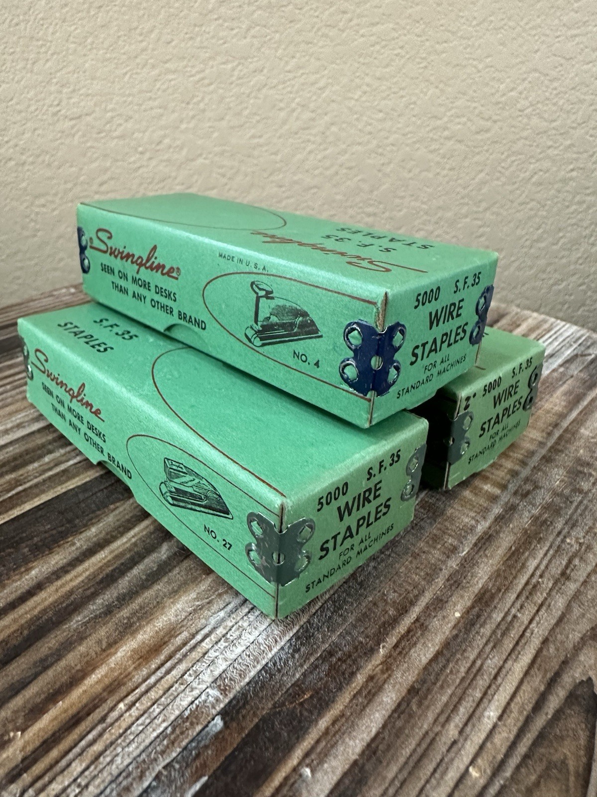 Vintage Swingline Staples S.F. 35 Staples Box of Wire Staples Set Of 3