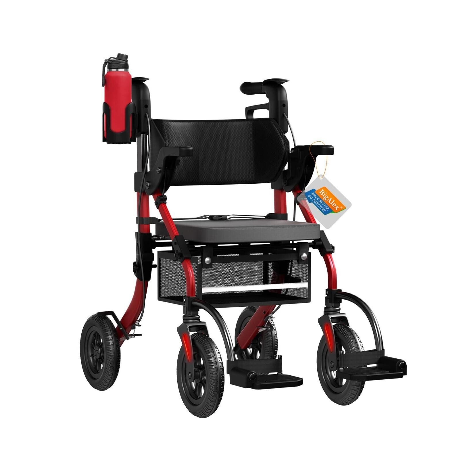 Senior BigAlex Rollator Walker with Seat, 2 in 1 Rollator