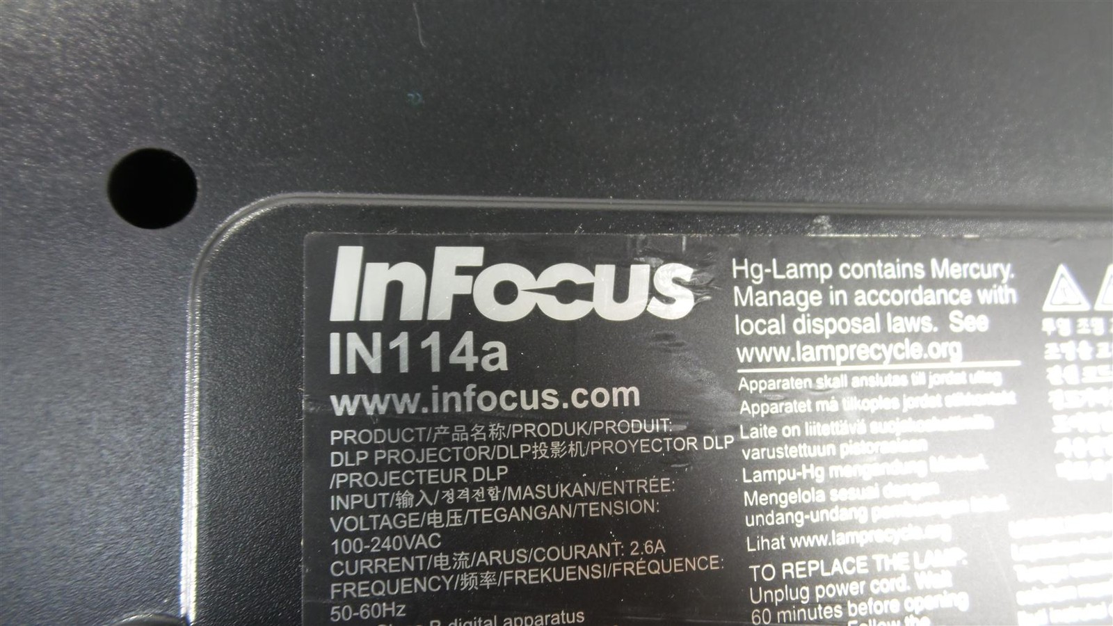 InFocus IN114a Home Cinema Projector - Lamp Timer : 20 Hours