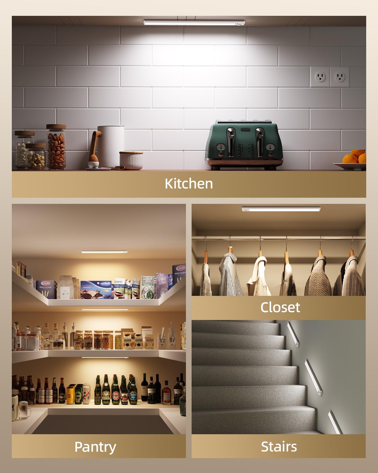 Under Cabinet Lighting, 12inch Rechargeable Motion Sensor Light Indoor, 1800m...