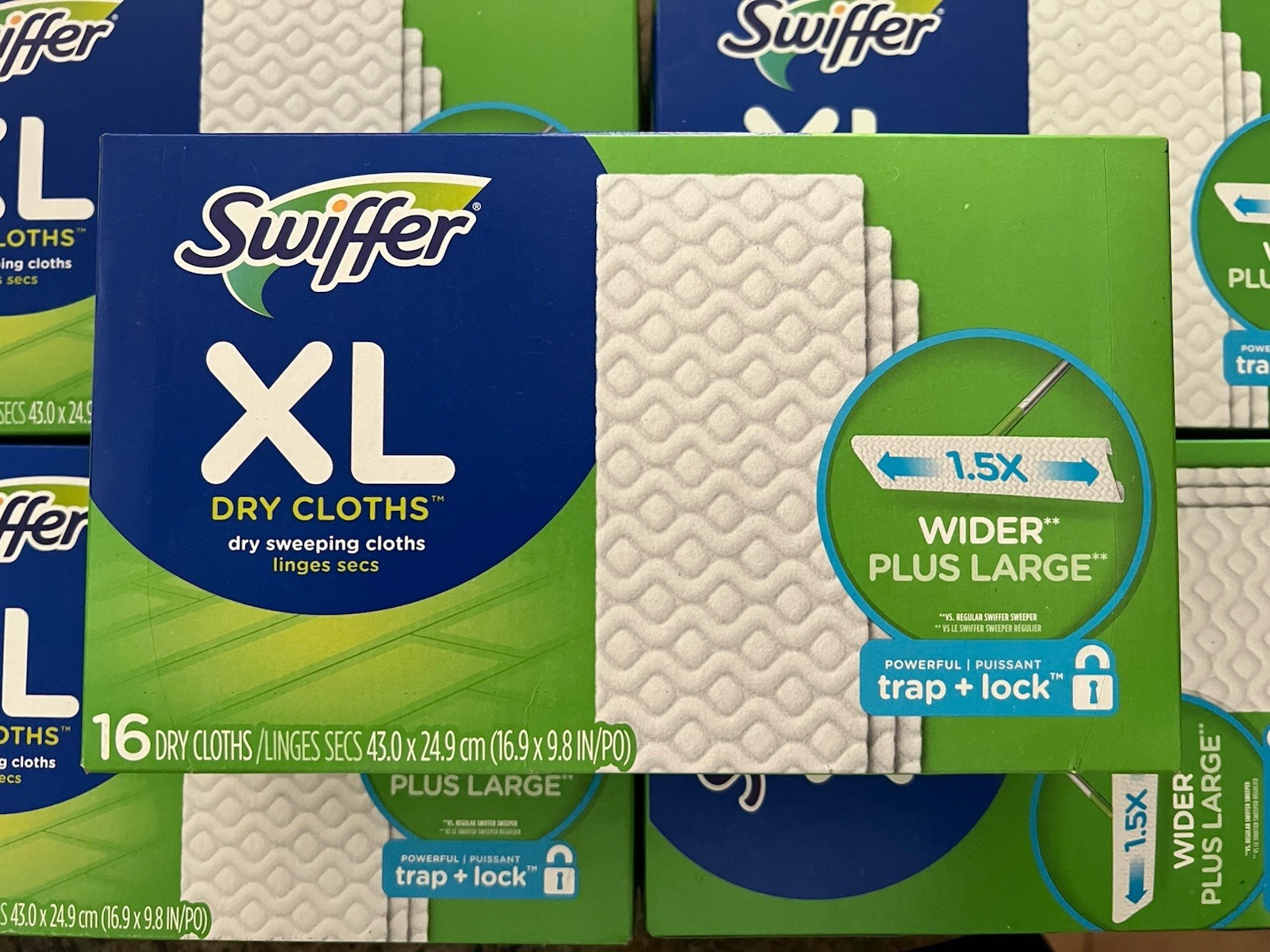 Swiffer XL Dry Sweeping Cloths, Multi-Surface, 1.5X Wider 16 pc (LOT OF 5)