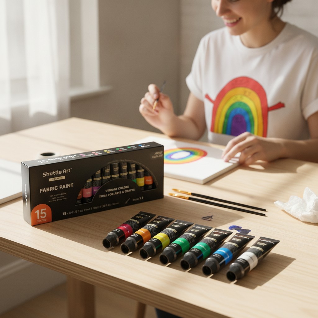 Fabric Paint Set 15 Colors Textile Paint Permanent Clothes T-Shirt Canvas Shoe