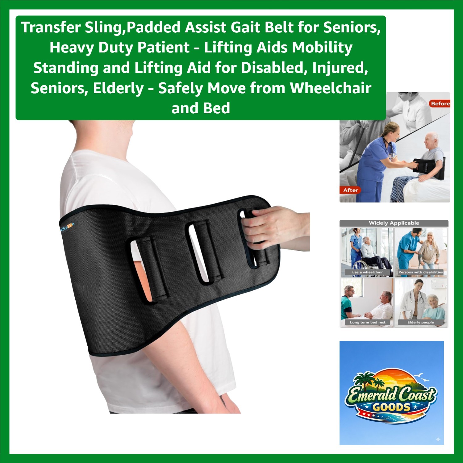 Transfer Sling,Padded Assist Gait Belt for Seniors, Heavy Duty Patient - Lift...