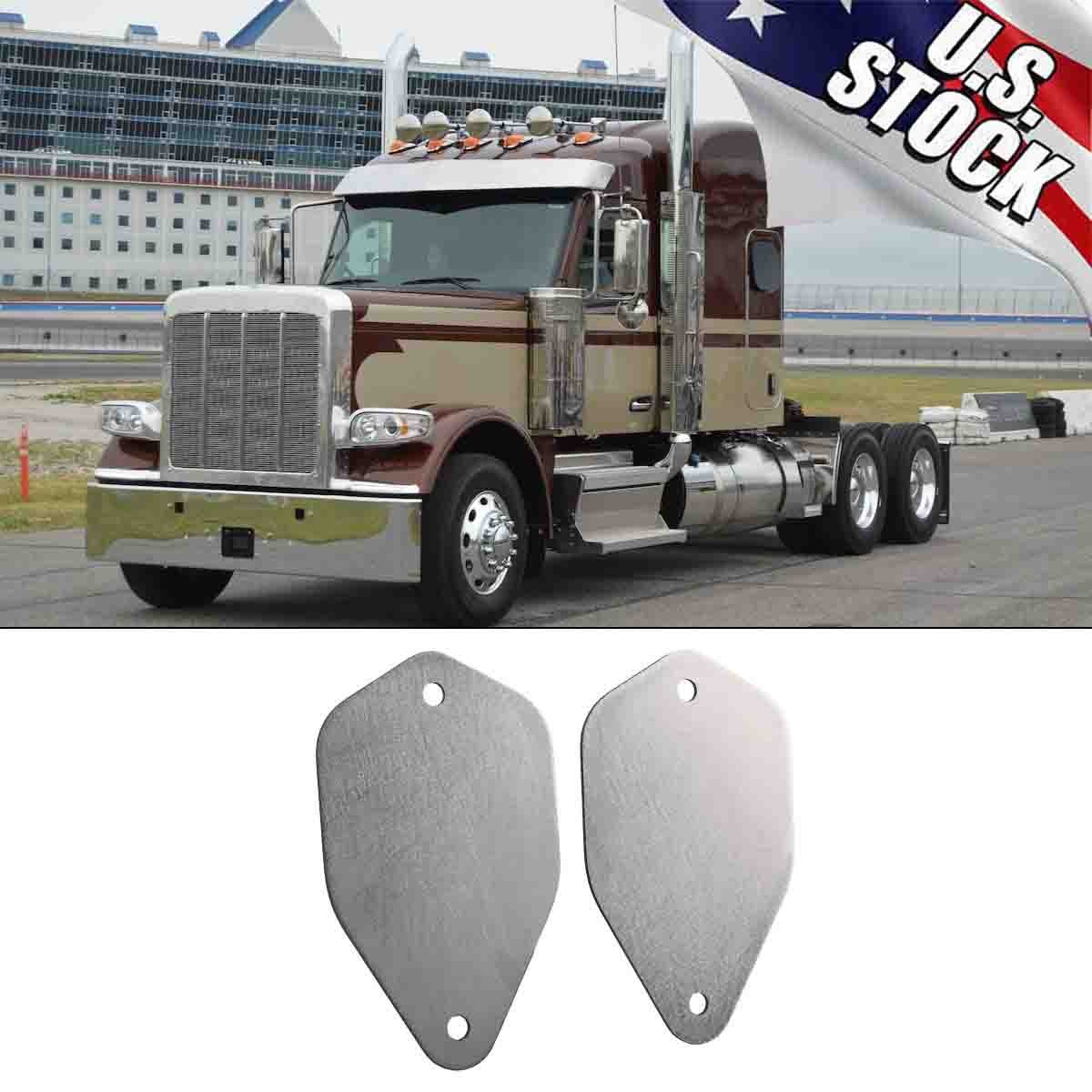 For Peterbilt CNC Cab Roof Plates Horn Block Off Plates Stainless Steel Silver
