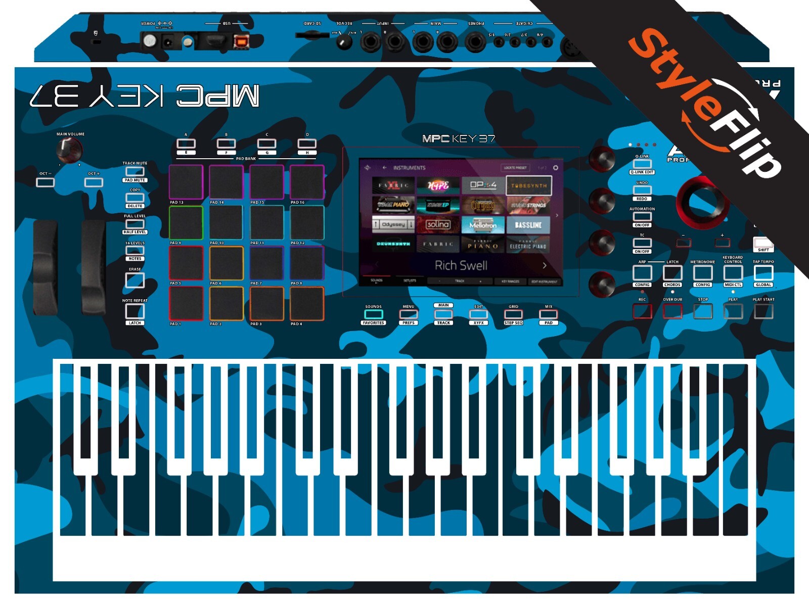 MPC Key 37 Standalone Skin | Camo Blue | Protective Decal | StyleFlip Skins