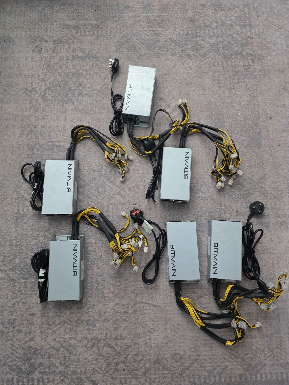 Job Lot of 7 x Bitmain APW3++ Power Supplies with Power Cables – Untested